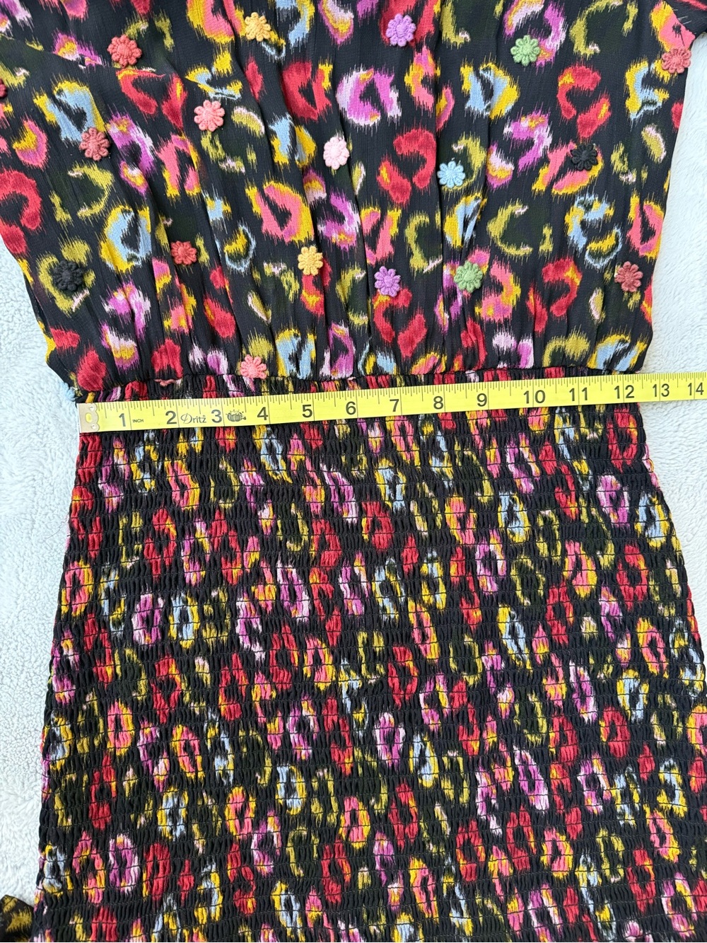 FARM Rio High-Neck Animal Print Colorful Mini Dress with Fitted Skirt - Picture 15 of 16